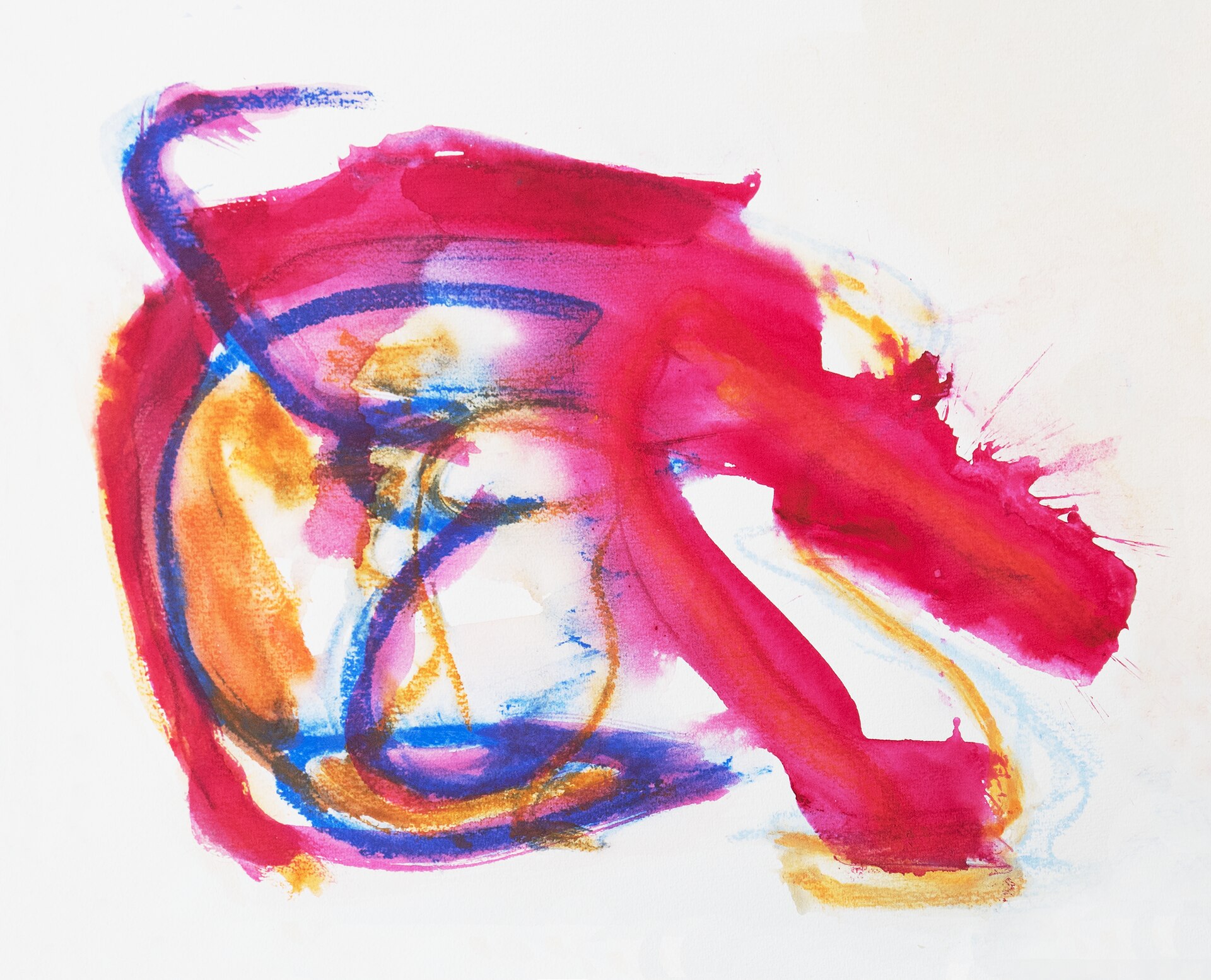 Abstract 'Music Painting' Contemporary Abstract Art Colorful Watercolor Sketch On Paper And Gouache In Red And Blue Colors, By Dutch Artist Fons Heijnsbroek; Free Download Abstract Expressionism Art Image Cc0, High Resolution Tiff Full HD Wallpaper #3808